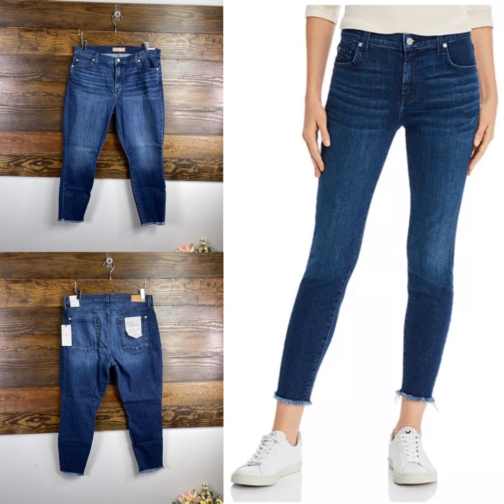 7 For All Mankind The Ankle Skinny Jeans in Luxe Vintage Dark Indigo Size 33 New
